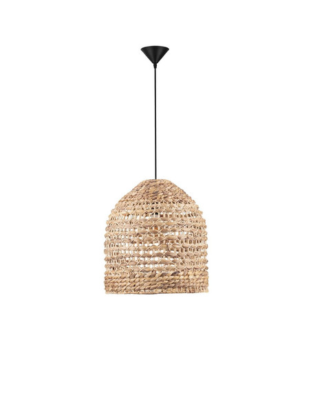 Nova Luce Pendelleuchte Bola E27 Schwarz Beige Textil Rattan Ø40cm 9586525