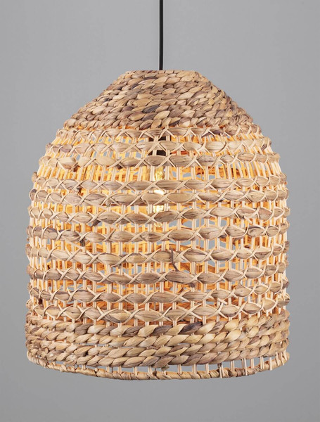 Nova Luce Pendelleuchte Bola E27 Schwarz Beige Textil Rattan Ø40cm 9586525