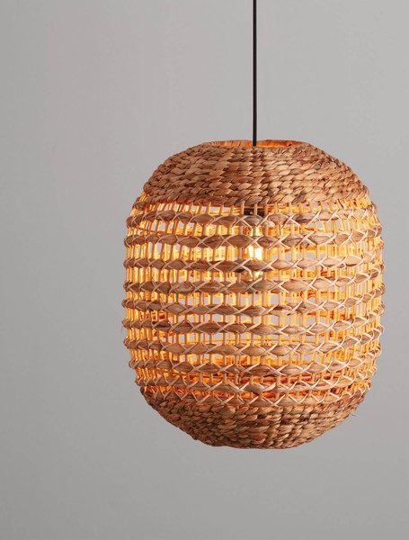 Nova Luce Pendelleuchte Bola E27 Schwarz Beige Textil Rattan Ø42cm 9586526
