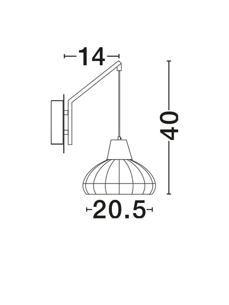 Nova Luce Wandleuchte Fado E27 Schwarz Rattan 40x20,5cm 9586530