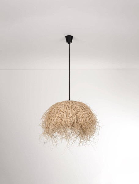 Nova Luce Pendelleuchte Jaunet E27 Natur Schwarz Rattan Ø65cm 9586535