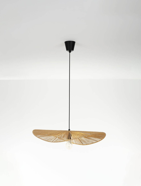 Nova Luce Pendelleuchte Siara E27 Natur Schwarz Rattan 60x59,5cm 9586536