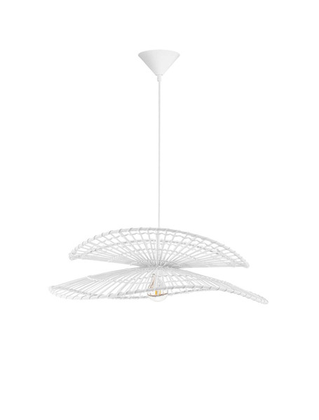 Nova Luce Pendelleuchte Artic E27 Weiß Stahl Rattan Ø60cm 9586601