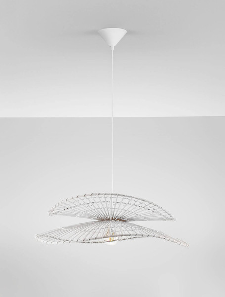 Nova Luce Pendelleuchte Artic E27 Weiß Stahl Rattan Ø60cm 9586601