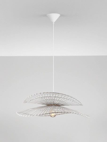 Nova Luce Pendelleuchte Artic E27 Weiß Stahl Rattan Ø60cm 9586601