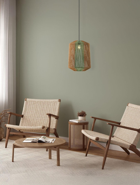 Nova Luce Pendelleuchte Dena E27 Grün Schwarz Natur Stahl Seil Ø38cm 9586602