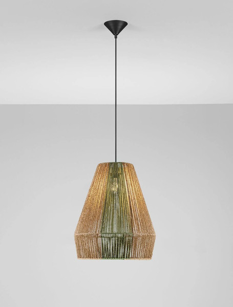Nova Luce Pendelleuchte Dena E27 Grün Schwarz Natur Stahl Seil Ø39cm 9586603