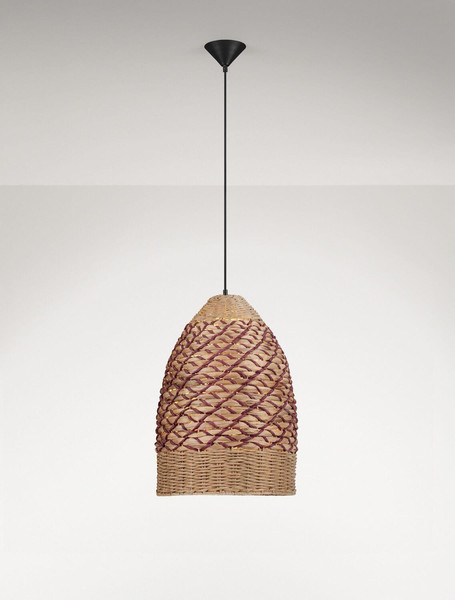 Nova Luce Pendelleuchte Mapi E27 Natur Rot Stahl Seil Ø37cm 9586605