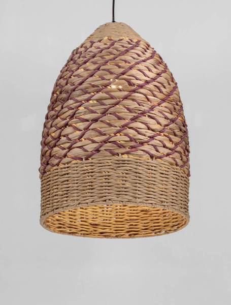 Nova Luce Pendelleuchte Mapi E27 Natur Rot Stahl Seil Ø37cm 9586605