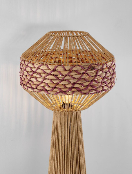 Nova Luce Stehleuchte Mapi E27 Natur Rot Seil Rattan 152cm 9586607