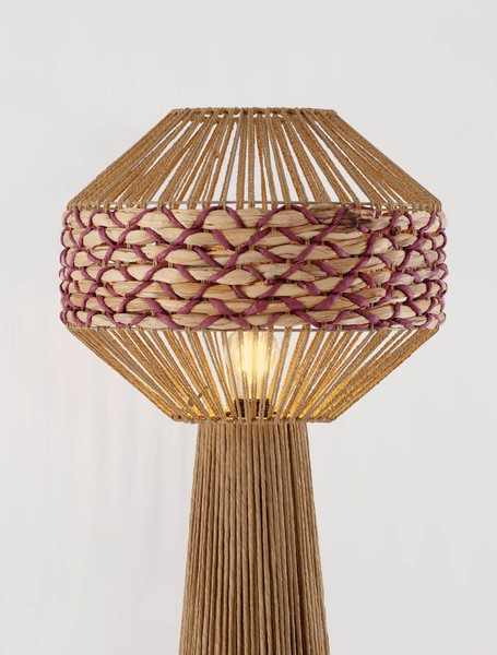 Nova Luce Stehleuchte Mapi E27 Natur Rot Seil Rattan 152cm 9586607