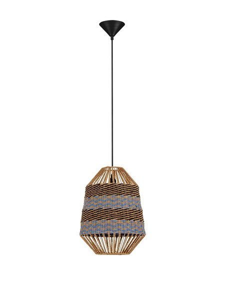Nova Luce Pendelleuchte Copos E27 Natur Blau Schwarz Stahl Seil Ø30cm 9586609