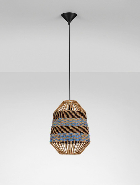 Nova Luce Pendelleuchte Copos E27 Natur Blau Schwarz Stahl Seil Ø30cm 9586609