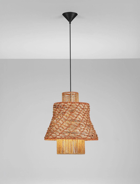 Nova Luce Pendelleuchte Mande E27 Natur Orange Schwarz Stahl Seil Ø40cm 9586610