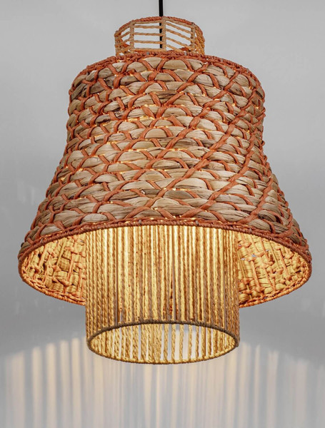 Nova Luce Pendelleuchte Mande E27 Natur Orange Schwarz Stahl Seil Ø40cm 9586610