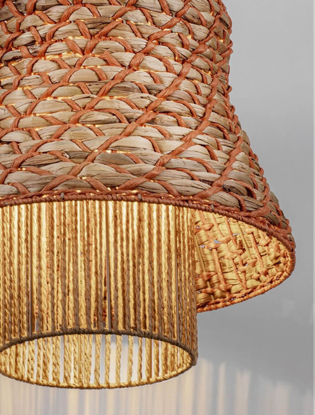 Nova Luce Pendelleuchte Mande E27 Natur Orange Schwarz Stahl Seil Ø40cm 9586610