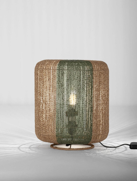 Nova Luce Tischleuchte Dena E27 Natur Grün Seil Ø33cm 9586612