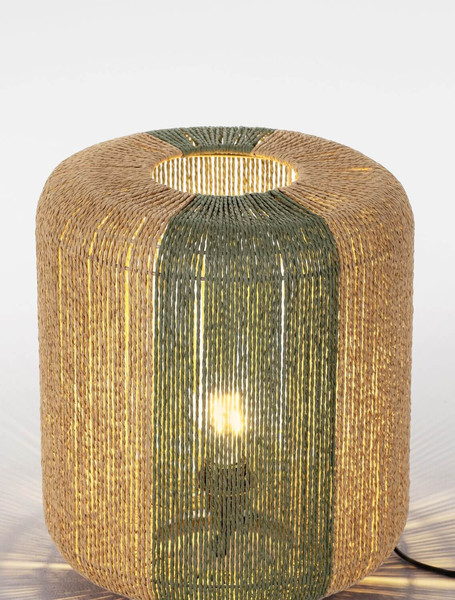 Nova Luce Tischleuchte Dena E27 Natur Grün Seil Ø33cm 9586612