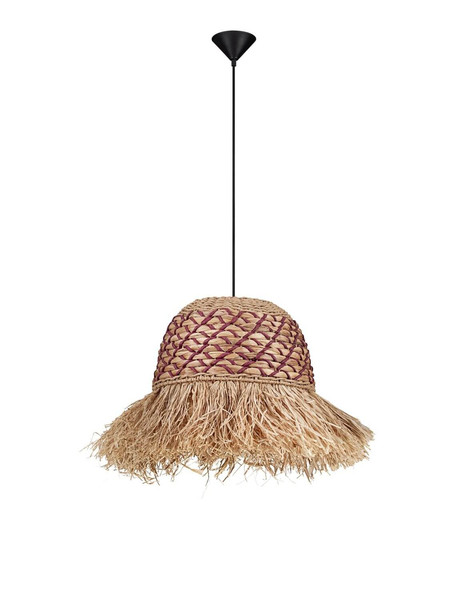 Nova Luce Pendelleuchte Sorello E27 Rot Schwarz Natur Stahl Seil Ø42cm 9586613