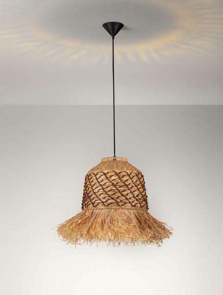 Nova Luce Pendelleuchte Sorello E27 Natur Braun Schwarz Stahl Seil Ø37cm 9586614