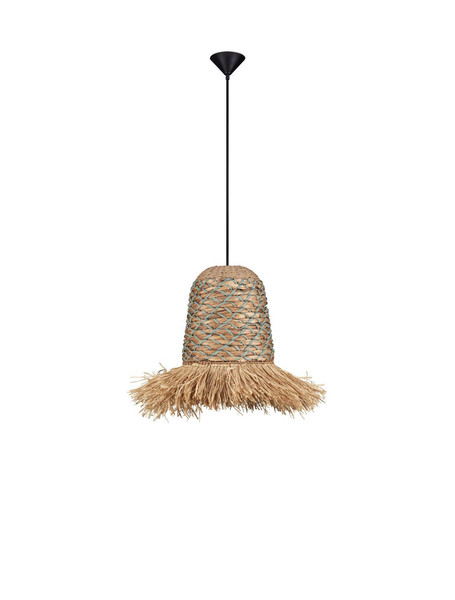Nova Luce Pendelleuchte Sorello E27 Natur Blau Schwarz Stahl Seil Ø32cm 9586615
