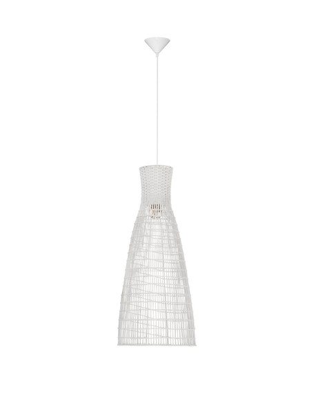 Nova Luce Pendelleuchte Niro E27 Natur Weiß Rattan Ø35cm 9586620