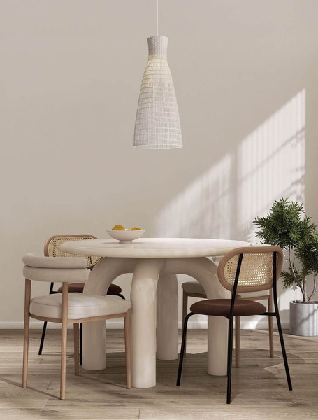 Nova Luce Pendelleuchte Niro E27 Natur Weiß Rattan Ø35cm 9586620