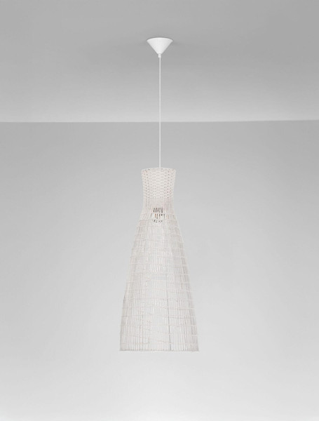 Nova Luce Pendelleuchte Niro E27 Natur Weiß Rattan Ø35cm 9586620