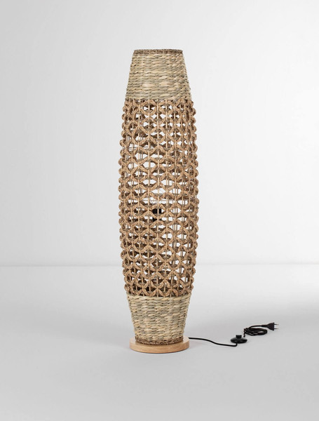 Nova Luce Stehleuchte Anada E27 Natur Holz Rattan 119cm 9586621