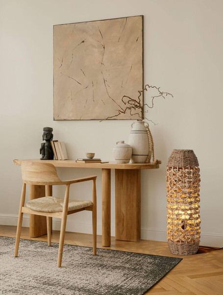 Nova Luce Stehleuchte Elma E27 Natur Schwarz Rattan 70cm 9586622