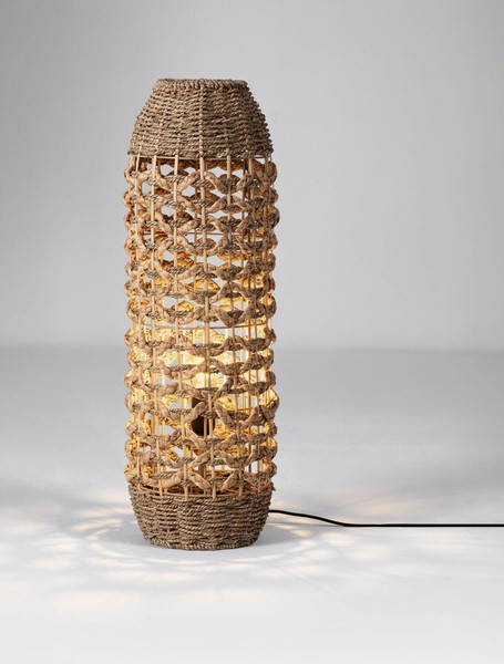 Nova Luce Stehleuchte Elma E27 Natur Schwarz Rattan 70cm 9586622