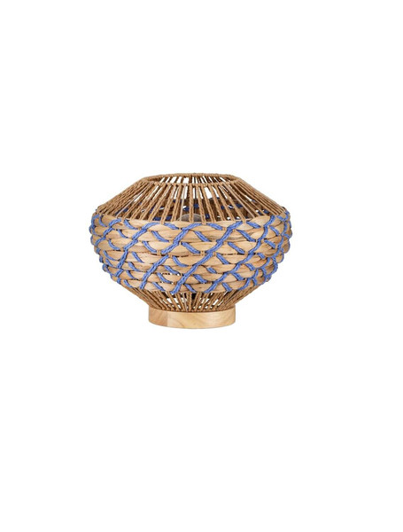 Nova Luce Tischleuchte Mapi E27 Natur Blau Seil Rattan Ø31cm 9586624