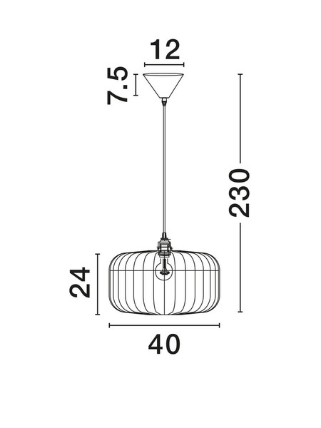 Nova Luce Pendelleuchte Ponn E27 Natur Schwarz Stahl Rattan Ø40cm 9586625