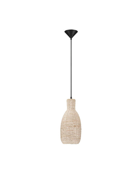 Nova Luce Pendelleuchte Ona E27 Natur Schwarz Stahl Rattan Ø18cm 9586626