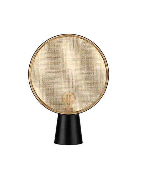 Nova Luce Tischleuchte Tierra E27 Natur Schwarz Stahl Rattan 48,5x35cm 9586628