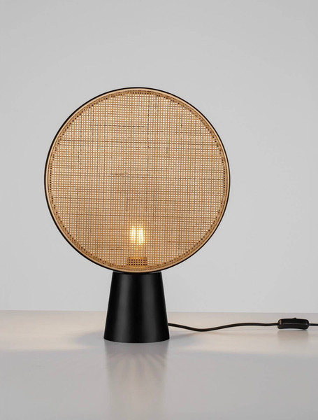 Nova Luce Tischleuchte Tierra E27 Natur Schwarz Stahl Rattan 48,5x35cm 9586628