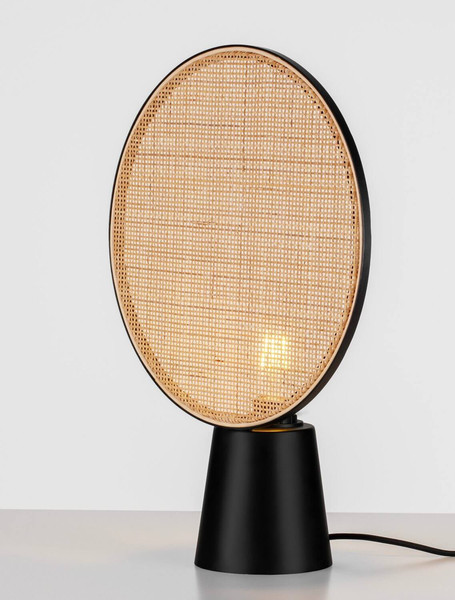 Nova Luce Tischleuchte Tierra E27 Natur Schwarz Stahl Rattan 48,5x35cm 9586628