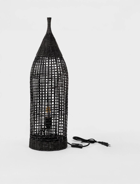 Nova Luce Stehleuchte Naos E27 Schwarz Metall Rattan 73cm 9586629