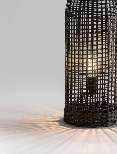 Nova Luce Stehleuchte Naos E27 Schwarz Metall Rattan 73cm 9586629
