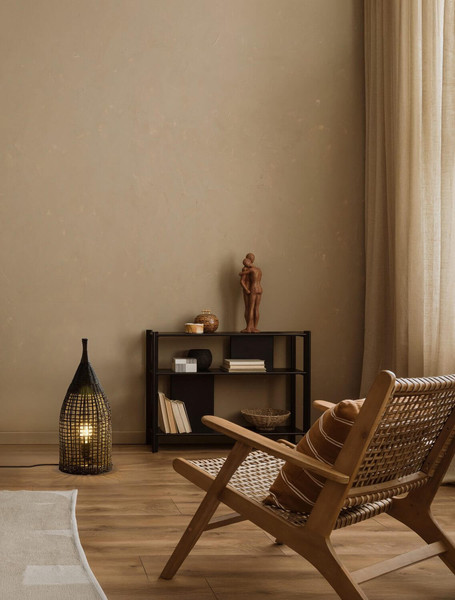 Nova Luce Stehleuchte Naos E27 Schwarz Metall Rattan 55cm 9586630