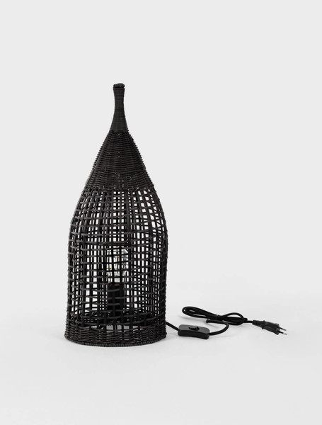 Nova Luce Stehleuchte Naos E27 Schwarz Metall Rattan 55cm 9586630
