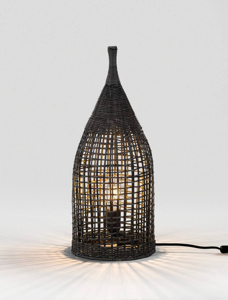 Nova Luce Stehleuchte Naos E27 Schwarz Metall Rattan 55cm 9586630