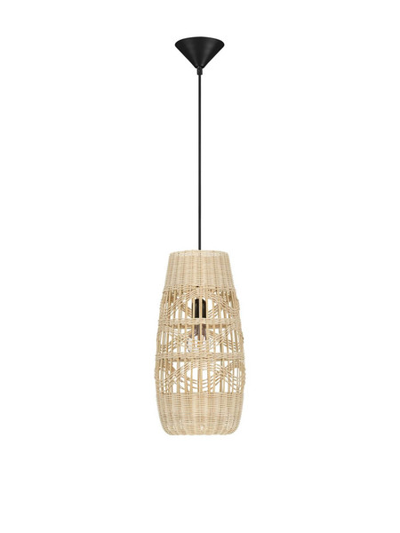 Nova Luce Pendelleuchte Riu E27 Natur Schwarz Stahl Rattan Ø22cm 9586631