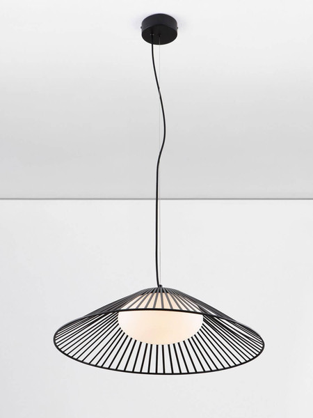 Nova Luce LED Pendelleuchte Brume 21W warmweiss 3000K Schwarz Opal Glas Metall Ø60cm 9620148