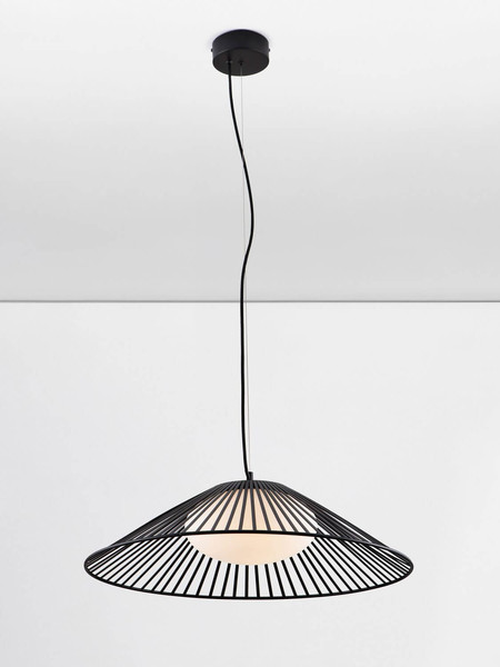 Nova Luce LED Pendelleuchte Brume 21W warmweiss 3000K Schwarz Opal Glas Metall Ø60cm 9620148