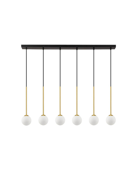 Nova Luce Pendelleuchte Savoy 6-flammig 6xG9 Gold Schwarz Opal Glas Metall 100x11cm 9620159