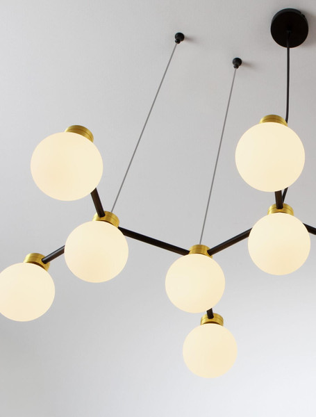 Nova Luce Pendelleuchte Ovalino 14-flammig 14xG9 Gold Schwarz Opal Glas Metall 107x47cm 9620163