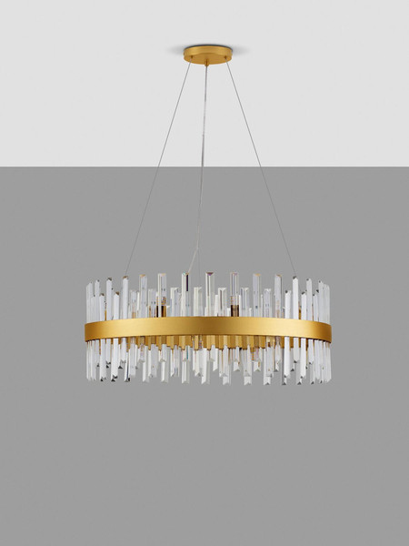 Nova Luce Pendelleuchte Crown 18-flammig 18xG9 Gold Metall Kristall Ø75cm 9695118