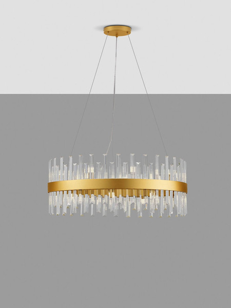 Nova Luce Pendelleuchte Crown 18-flammig 18xG9 Gold Metall Kristall Ø75cm 9695118