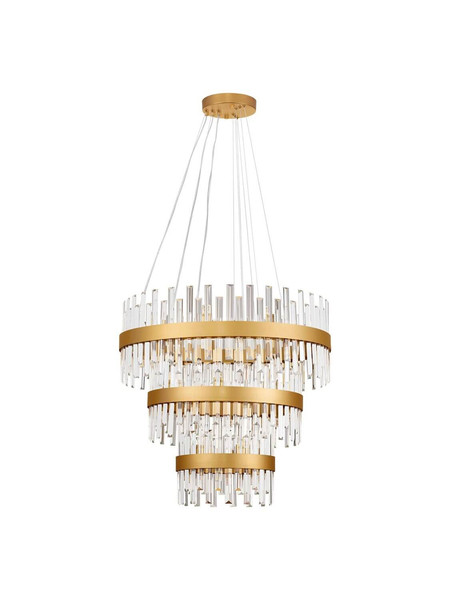 Nova Luce Pendelleuchte Crown 42-flammig 42xG9 Gold Metall Kristall Ø75cm 9695121